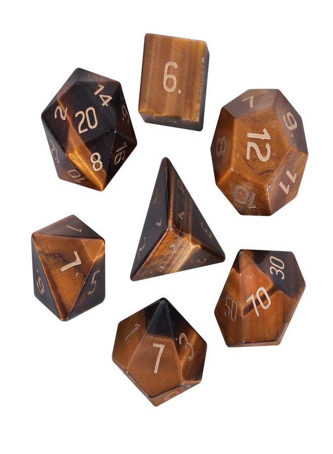 Loveliome 7 PCS Polyhedral DND Dice Stone Crystal Set for RPG Role Playing Games Dungeons and Dragons Table Games, Tiger's Eye - Image 2